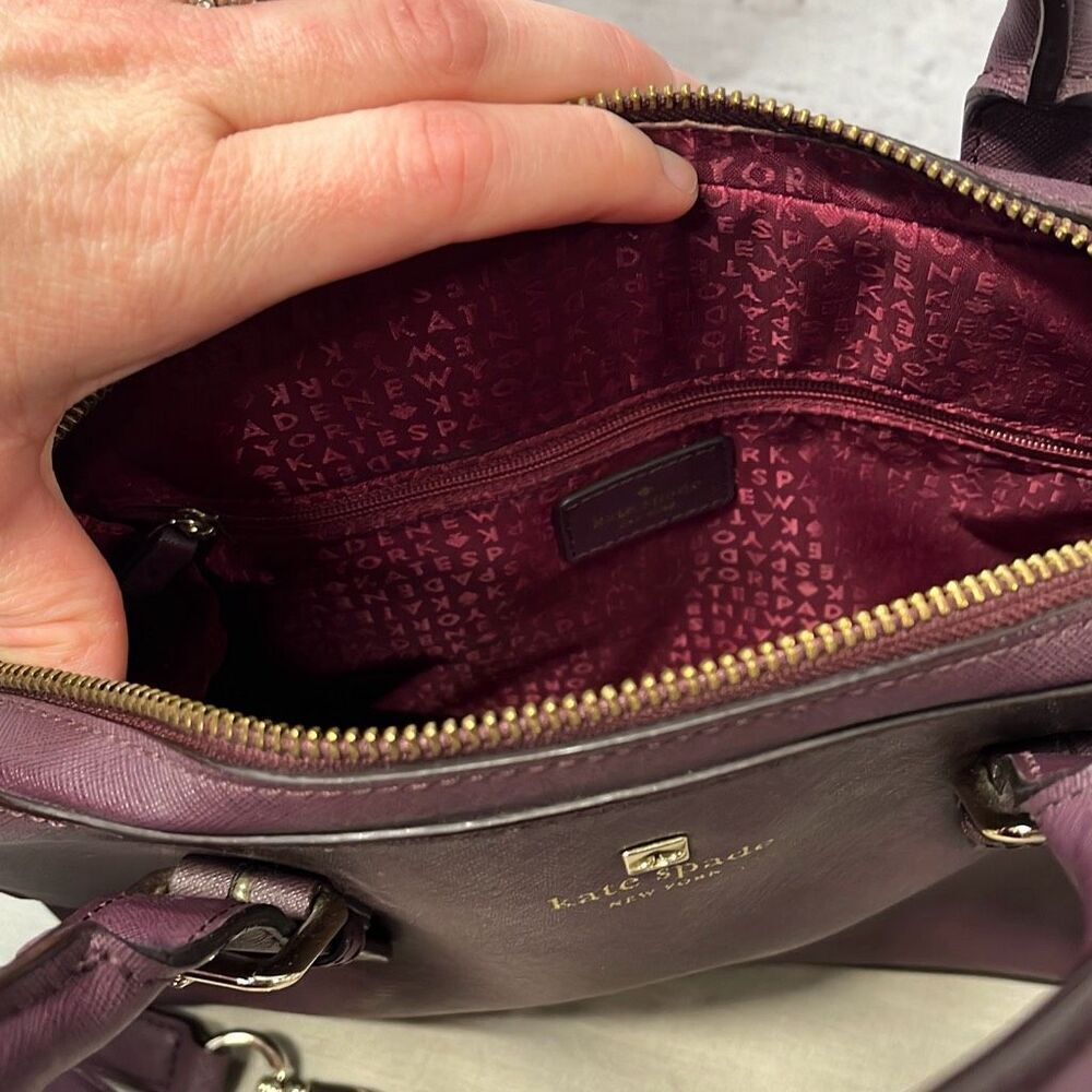 Kate Spade New York Satchel Crossbody Shoulder Bag Purse Plum - Picture 2 of 8